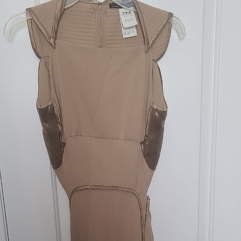 Gianfranco Ferre Tan Dress with Satin Details